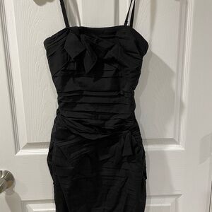 Express Black Ruched Sheath Midi Dress